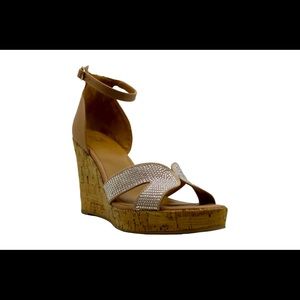 Madden Girl Bretta Leather Bling casual platform sandal heel 9.5 NWB